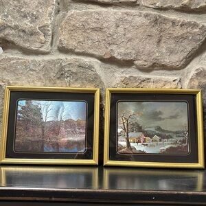 Vintage Set Dufex Foil Prints F.J. Warren Autumn in the Berkshires/Rural Scene